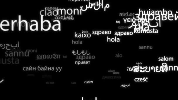 Dobrý Den Všechny Světové Jazyky Tag Cloud — Stock video