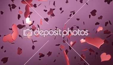 3D uçan parlak pembe kalpler animasyonlu arka plan döngü