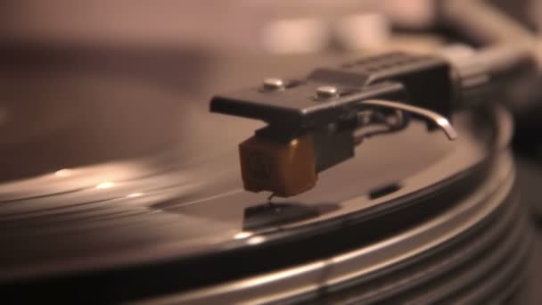 Close Needle Playing Vinyl — Stock Video