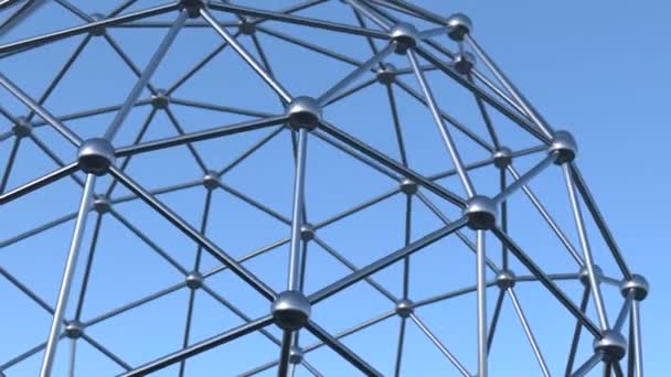 Rotating Metal Structure Blue Background — Stock Video