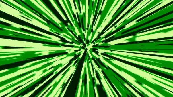 Stiliserade Gröna Och Vita Strålar Warp Bakgrund Loop — Stockvideo