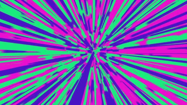Стилізований Фіолетовий Зелений Промені Warp Фоновий Цикл — стокове відео