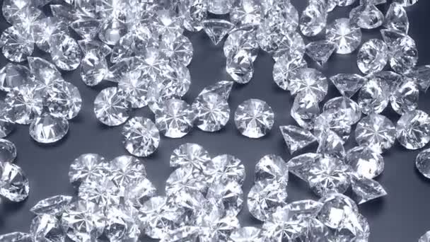 Diamantes Brilhantes Que Fluem Fundo Ferro Render — Vídeo de Stock