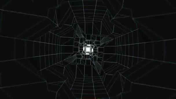 Retro Oyunu Düşük Poli Çizgileri Tünel Siyah Beyaz Arkaplan Döngüsü — Stok video