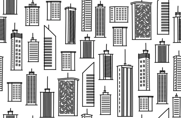 Casas Blancas Negras Diferentes Formas Fondo Sin Costuras — Archivo Imágenes Vectoriales