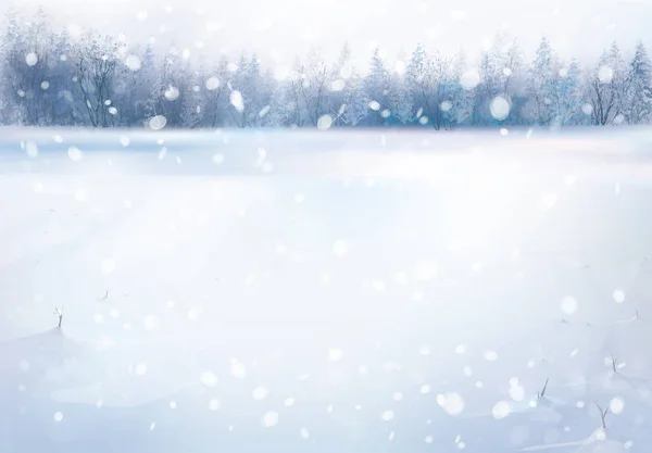 Winter Snowfall Landscape Forest Background — Stock Vector