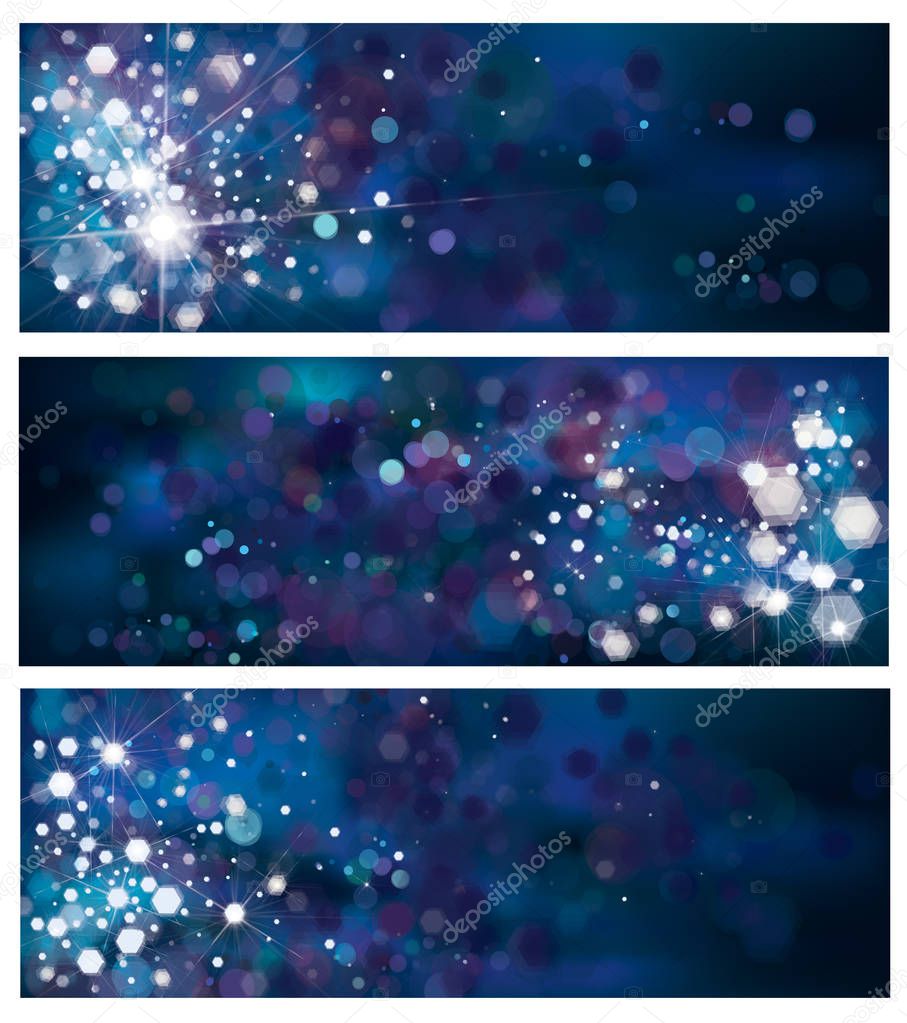 abstract blue sparkle and glitter banners.