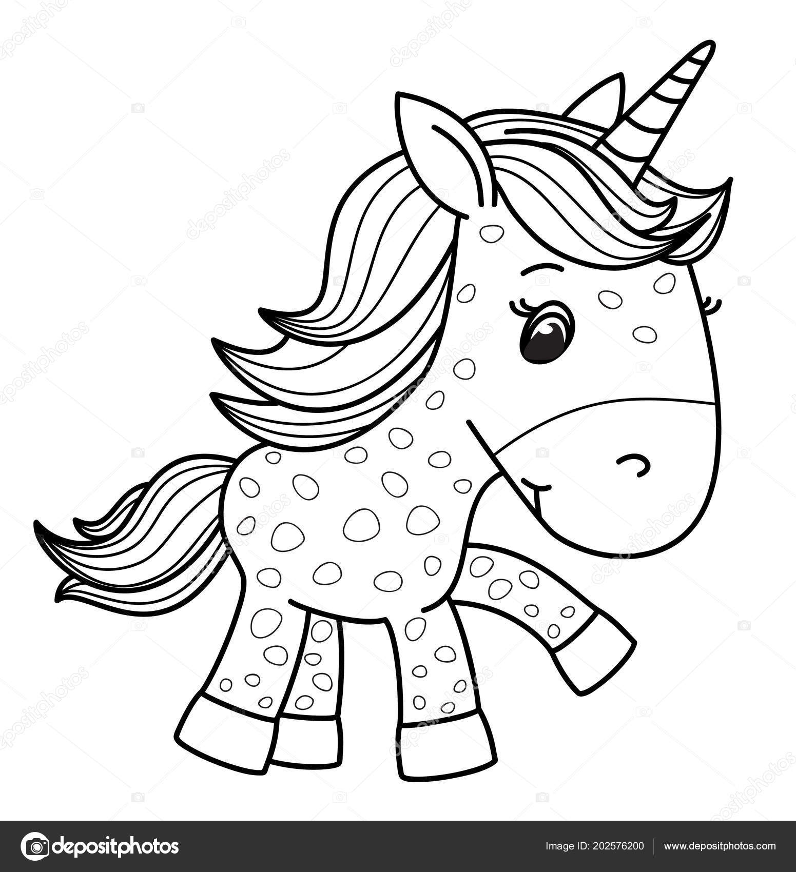 Vector Cute Baby Unicorn Black Silhouette Isolated White