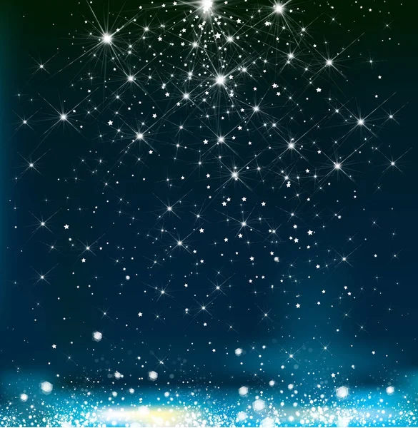 Fondo Vacaciones Azul Brillo Brillo Con Luces Estrellas — Vector de stock