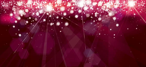 Vector Holiday Red Sparkle Background Lights Stars — Stock Vector