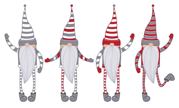 Gnomes Dessin Animé Colorés Sur Fond Blanc — Image vectorielle