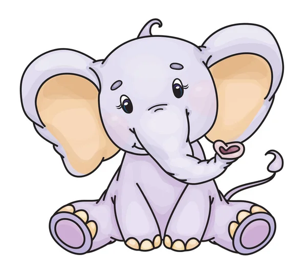 Vector Cute Baby Elephant Colorful Vector Illustration — Stock Vector