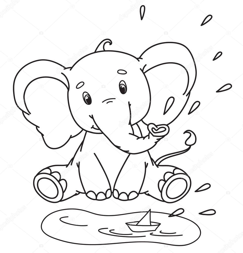 Vector Lindo Elefante Bebé Silueta Negra Aislada Blanco Para Colorear  Vector de stock por ©rvika 225394424, image size:983x1023