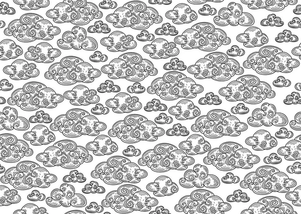 Black White Cloudy Seamless Pattern — Stock Vector