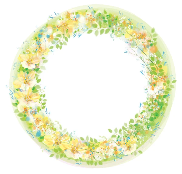 Marco Floral Redondo Blanco Ilustración Vectorial — Archivo Imágenes Vectoriales