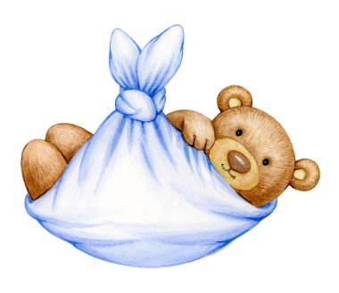  Battaniye sevimli bebek Teddy Ayı karikatür, beyaz üzerinde izole.