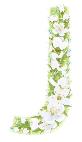 Carta Vetorial Decorado Flores Brancas Folhas Padrão Isolado Branco — Vetor de Stock