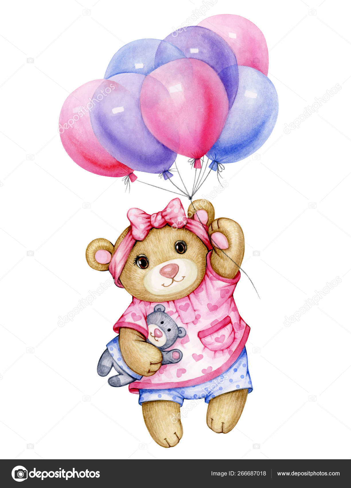 Mignon Bebe Ours Dessin Anime Avec Des Ballons Isole Sur Blanc Image Libre De Droit Par Rvika C