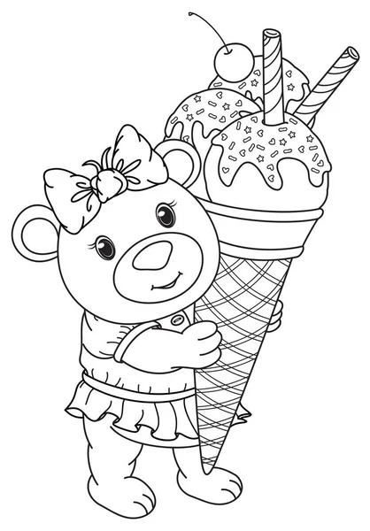 Vector cute bear cartoon holding ice cream. — Stock Vector