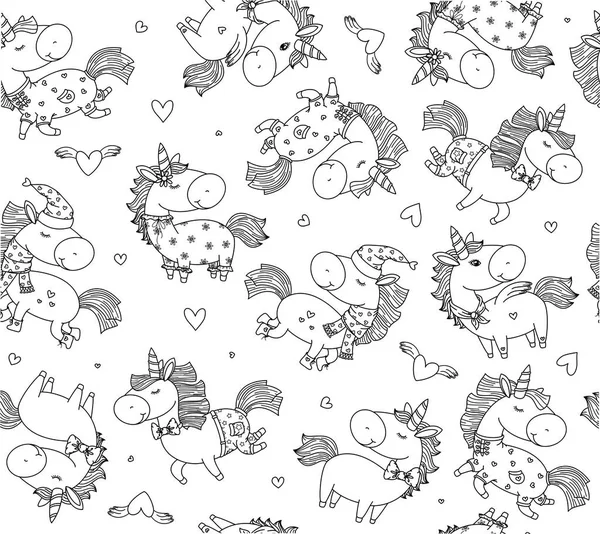 Vector  baby unicorns cartoons seamless pattern. — Stock Vector