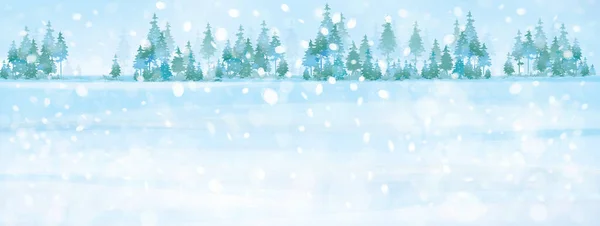 Векторный Зимний Фон Зимний Снежный Пейзаж — стоковый вектор