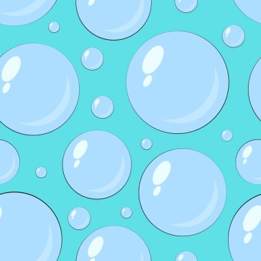 Mavi zemin üzerine mavi kabarcıkları ile Seamless modeli. Bu tasarım, vektör çizim, afiş, kağıt, arka plan, şal, kumaş, tekstil, t-shirt için bir unsur olabilir.