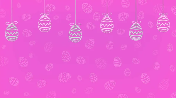 复活节背景与六个复活节彩蛋在粉红色和蓝色 — 图库矢量图片