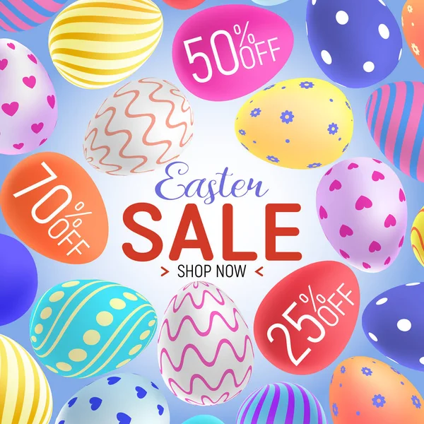 Banner Venta Pascua Con Muchos Huevos Pascua Fondo — Vector de stock