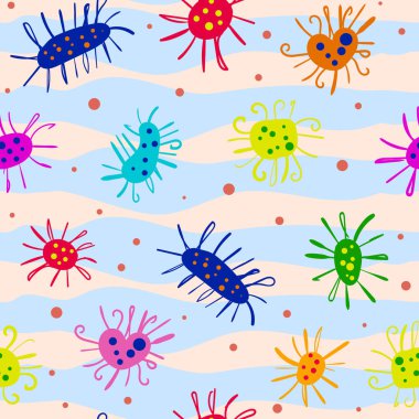 Renkli soyut mikroplar ile dikişsiz desen. 