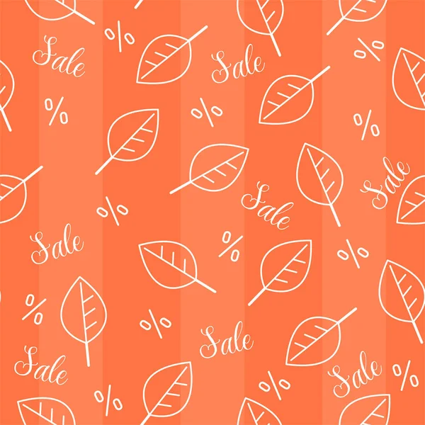 Verkauf Nahtlose Muster Herbstillustration Mit Blättern Text Und Prozent — Stockvektor