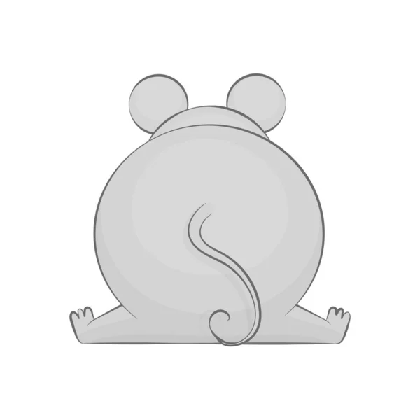 Большая Мышь Сзади Симпатичная Задница Хвостом Изолированным Белом Ручной Рисунок — стоковый вектор