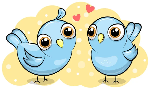 Nettes Cartoon Blaues Vogelpaar Liebe Vektorillustration Von Tieren Isoliert Auf — Stockvektor