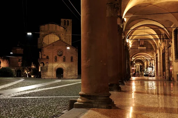 Bologna Noturna Piazza Santo Stefano Sette Chiese — Fotografia de Stock