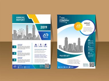 Poster broşürel tasarım şablonu vektörü, Broşür kapağı sunum soyut geometrik arka plan, A4 boyutunda düzen