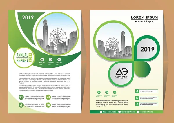 Modern Cover Brochure Flyer Design Template City Background Business Book — Stock Vector