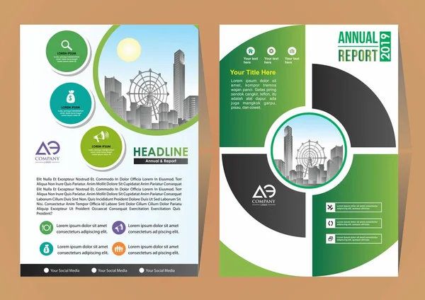 Modern Cover Brochure Flyer Design Template City Background Business Book — Stock Vector