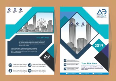 Modern bir iş broşürü düzeni veya el ilanı ön ve arka kapağı