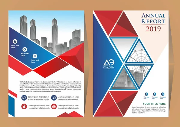 Cobertura Moderna Brochura Layout Para Relatório Anual Com Fundo Cidade — Vetor de Stock