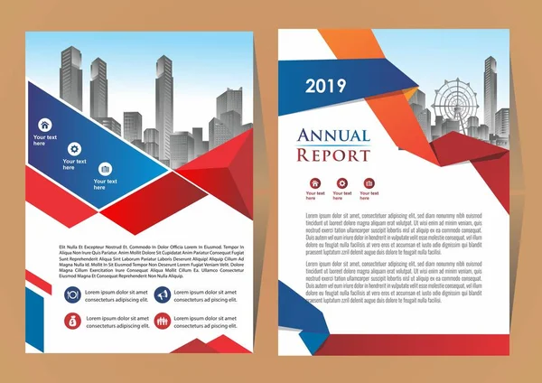 Cobertura Moderna Brochura Layout Para Relatório Anual Com Fundo Cidade — Vetor de Stock
