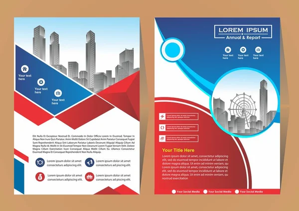 Moderne Cover Brochure Lay Out Voorjaar Verslag Met Stads Achtergrond — Stockvector