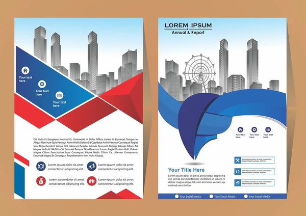 Moderne Cover Brochure Lay Out Voorjaar Verslag Met Stads Achtergrond — Stockvector