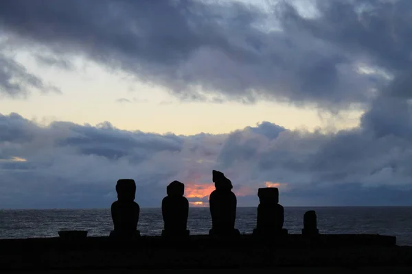 Tahai Ceremoniella Komplexet Arkeologisk Plats Rapa Nui Påskön Chilenska Polynesien — Stockfoto