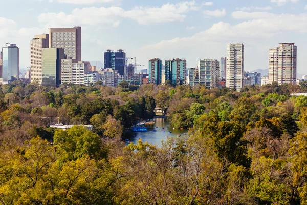 Skyline Mexico Mexique Avec Lac Chapultepec Premier Plan — Photo