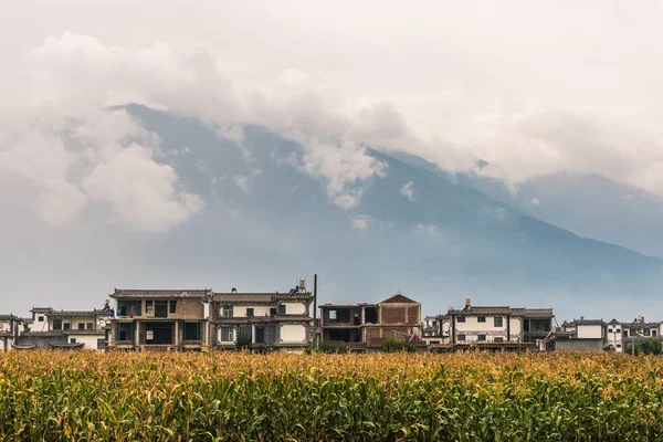 Tradiční Čínština Domů Obilná Pole Úpatí Mount Cangshan Dalí Yunnan — Stock fotografie