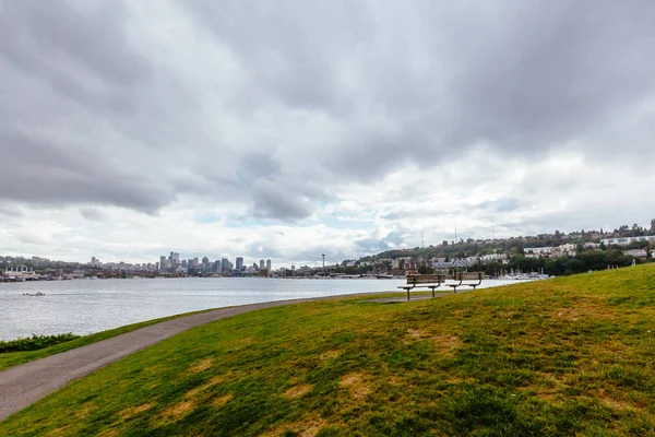 Skyline Der Stadt Seattle Usa Gegenüber Dem Lake Union — Stockfoto