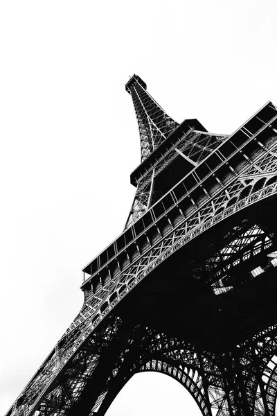 Black White Eiffel Tower Viewed White Background — Stock Photo, Image