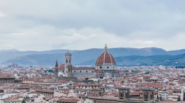 Floransa, İtalya, günbatımı, Floransa Katedrali ile panoramik görünüm