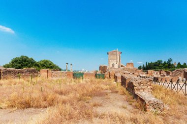 Roma, İtalya Roma Forumu binaların kalıntıları görünümü