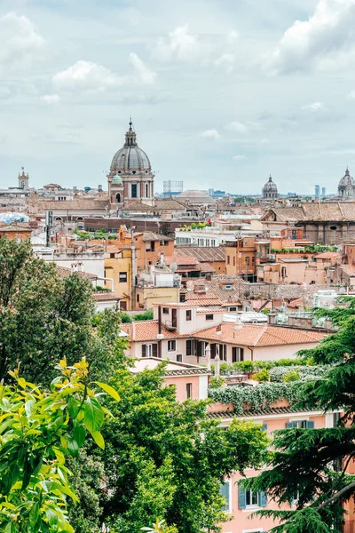 Över Staden Från Villa Borghese Rom Italien Kupolen Basilica Ambrose — Stockfoto