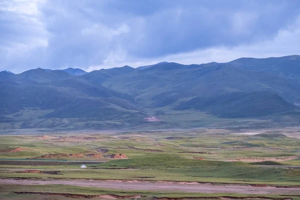 Montagnes Paysage Crépuscule Près Qilian Qinghai Chine — Photo